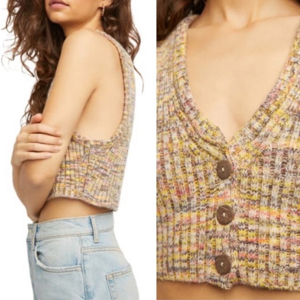 NWOT Free People Mystic Island Vest beach shells combo size small - Picture 2 of 9